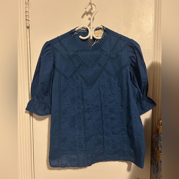 Sezane NWT Blue Bert Blouse size 40/M - Picture 2 of 5